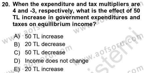 Introduction to Economics 2 Dersi 2025 - 2026 Yılı (Vize) Ara Sınav Soruları 20. Soru