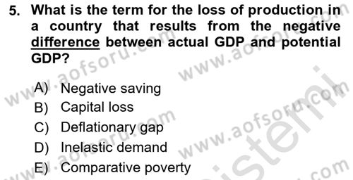 Introduction to Economics 2 Dersi 2025 - 2026 Yılı (Vize) Ara Sınav Soruları 5. Soru