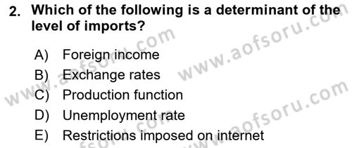 Introduction to Economics 2 Dersi 2025 - 2026 Yılı (Final) Dönem Sonu Sınav Soruları 2. Soru