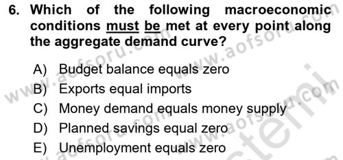 Introduction to Economics 2 Dersi 2025 - 2026 Yılı (Final) Dönem Sonu Sınav Soruları 6. Soru