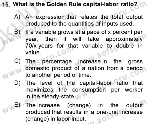 Introduction to Economics 2 Dersi 2025 - 2026 Yılı Yaz Okulu Sınav Soruları 15. Soru