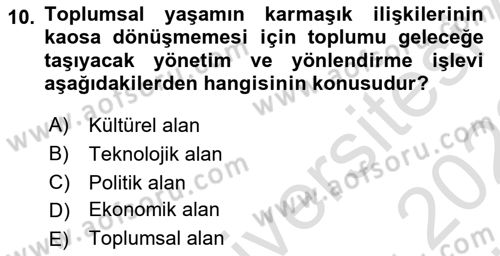 Ekonomi Sosyolojisi Dersi 2021 - 2022 Yılı (Vize) Ara Sınav Soruları 10. Soru