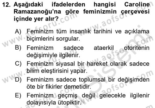 Ekonomi Sosyolojisi Dersi 2021 - 2022 Yılı (Vize) Ara Sınav Soruları 12. Soru