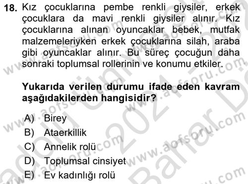 Ekonomi Sosyolojisi Dersi 2021 - 2022 Yılı (Vize) Ara Sınav Soruları 18. Soru