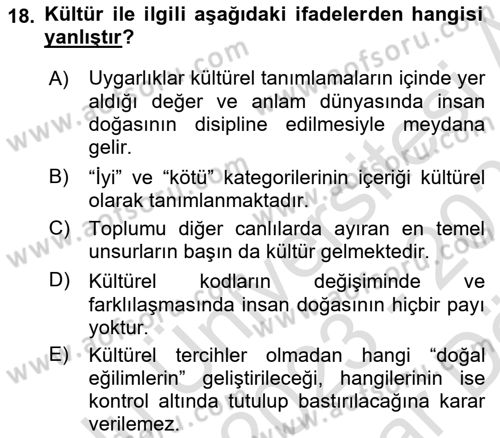 Ekonomi Sosyolojisi Dersi 2023 - 2024 Yılı (Vize) Ara Sınav Soruları 18. Soru