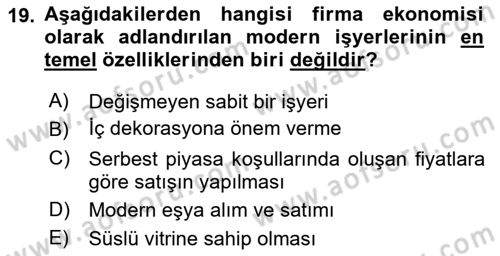 Ekonomi Sosyolojisi Dersi 2023 - 2024 Yılı (Vize) Ara Sınav Soruları 19. Soru