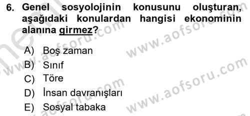 Ekonomi Sosyolojisi Dersi 2023 - 2024 Yılı (Vize) Ara Sınav Soruları 6. Soru