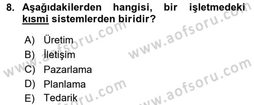Ekonomi Sosyolojisi Dersi 2023 - 2024 Yılı (Vize) Ara Sınav Soruları 8. Soru