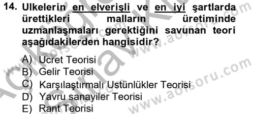 İktisadi Düşünceler Tarihi Dersi Ara Sınavı Deneme Sınav Soruları 14. Soru