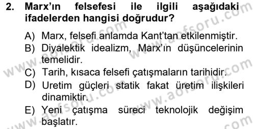 İktisadi Düşünceler Tarihi Dersi Ara Sınavı Deneme Sınav Soruları 2. Soru