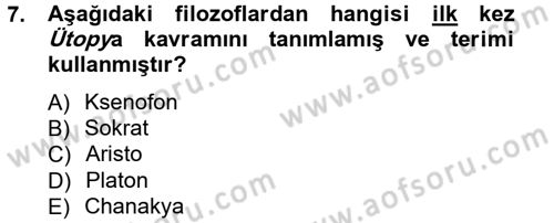 İktisadi Düşünceler Tarihi Dersi Ara Sınavı Deneme Sınav Soruları 7. Soru