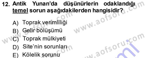 İktisadi Düşünceler Tarihi Dersi 2012 - 2013 Yılı (Final) Dönem Sonu Sınav Soruları 12. Soru