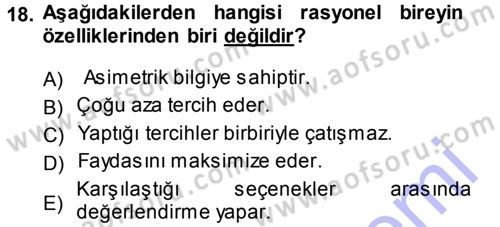 İktisadi Düşünceler Tarihi Dersi 2012 - 2013 Yılı (Final) Dönem Sonu Sınav Soruları 18. Soru