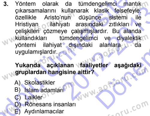 İktisadi Düşünceler Tarihi Dersi 2012 - 2013 Yılı (Final) Dönem Sonu Sınav Soruları 3. Soru