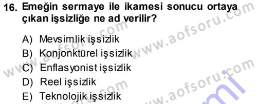 İktisadi Düşünceler Tarihi Dersi 2013 - 2014 Yılı (Vize) Ara Sınav Soruları 16. Soru