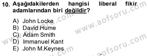 İktisadi Düşünceler Tarihi Dersi 2014 - 2015 Yılı (Vize) Ara Sınav Soruları 10. Soru
