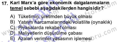 İktisadi Düşünceler Tarihi Dersi Ara Sınavı Deneme Sınav Soruları 17. Soru