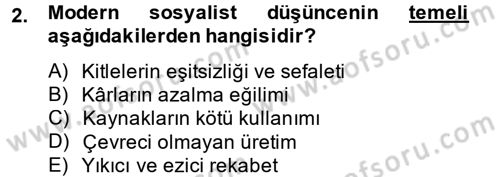 İktisadi Düşünceler Tarihi Dersi Ara Sınavı Deneme Sınav Soruları 2. Soru