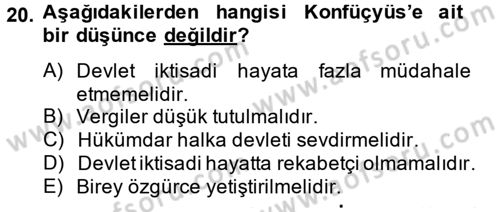 İktisadi Düşünceler Tarihi Dersi 2014 - 2015 Yılı (Vize) Ara Sınav Soruları 20. Soru