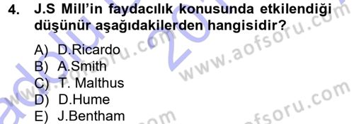İktisadi Düşünceler Tarihi Dersi Ara Sınavı Deneme Sınav Soruları 4. Soru