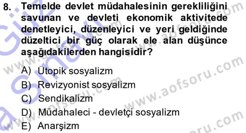 İktisadi Düşünceler Tarihi Dersi 2014 - 2015 Yılı (Vize) Ara Sınav Soruları 8. Soru