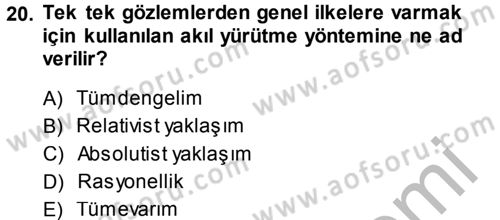 İktisadi Düşünceler Tarihi Dersi 2014 - 2015 Yılı (Final) Dönem Sonu Sınav Soruları 20. Soru