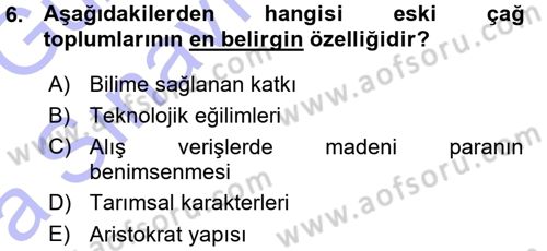 İktisadi Düşünceler Tarihi Dersi Ara Sınavı Deneme Sınav Soruları 6. Soru