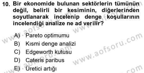 İktisadi Düşünceler Tarihi Dersi 2015 - 2016 Yılı (Final) Dönem Sonu Sınav Soruları 10. Soru