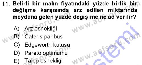 İktisadi Düşünceler Tarihi Dersi 2015 - 2016 Yılı (Final) Dönem Sonu Sınav Soruları 11. Soru