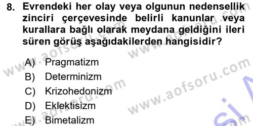 İktisadi Düşünceler Tarihi Dersi 2015 - 2016 Yılı (Final) Dönem Sonu Sınav Soruları 8. Soru
