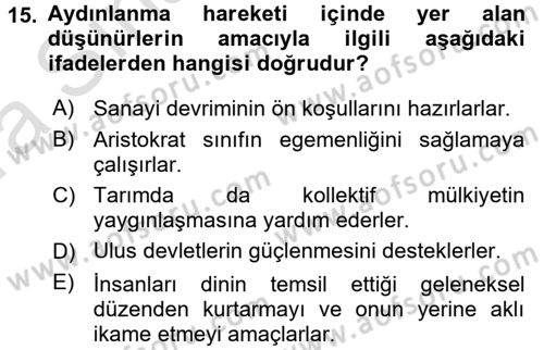 İktisadi Düşünceler Tarihi Dersi 2016 - 2017 Yılı (Vize) Ara Sınavı 15. Soru