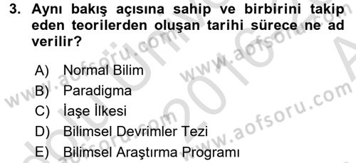 İktisadi Düşünceler Tarihi Dersi 2016 - 2017 Yılı (Vize) Ara Sınavı 3. Soru