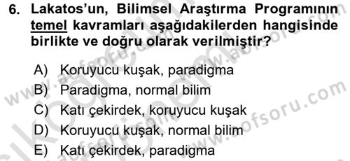 İktisadi Düşünceler Tarihi Dersi 2016 - 2017 Yılı (Vize) Ara Sınavı 6. Soru