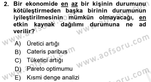 İktisadi Düşünceler Tarihi Dersi 2016 - 2017 Yılı (Final) Dönem Sonu Sınav Soruları 2. Soru