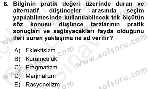 İktisadi Düşünceler Tarihi Dersi 2016 - 2017 Yılı (Final) Dönem Sonu Sınav Soruları 6. Soru