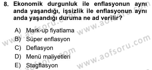 İktisadi Düşünceler Tarihi Dersi 2016 - 2017 Yılı (Final) Dönem Sonu Sınav Soruları 8. Soru