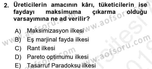 İktisadi Düşünceler Tarihi Dersi 2017 - 2018 Yılı (Final) Dönem Sonu Sınav Soruları 2. Soru