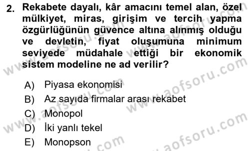 İktisadi Düşünceler Tarihi Dersi Ara Sınavı Deneme Sınav Soruları 2. Soru
