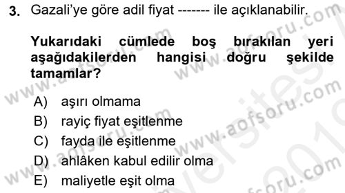 İktisadi Düşünceler Tarihi Dersi 2018 - 2019 Yılı (Vize) Ara Sınav Soruları 3. Soru