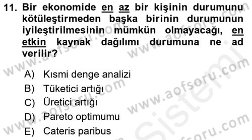 İktisadi Düşünceler Tarihi Dersi 2018 - 2019 Yılı (Final) Dönem Sonu Sınav Soruları 11. Soru