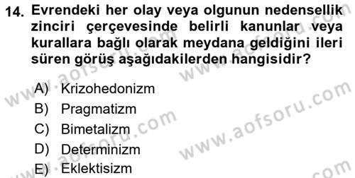 İktisadi Düşünceler Tarihi Dersi 2018 - 2019 Yılı (Final) Dönem Sonu Sınav Soruları 14. Soru