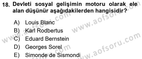 İktisadi Düşünceler Tarihi Dersi 2018 - 2019 Yılı Yaz Okulu Sınav Soruları 18. Soru