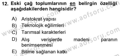 İktisadi Düşünceler Tarihi Dersi 2019 - 2020 Yılı (Vize) Ara Sınav Soruları 12. Soru