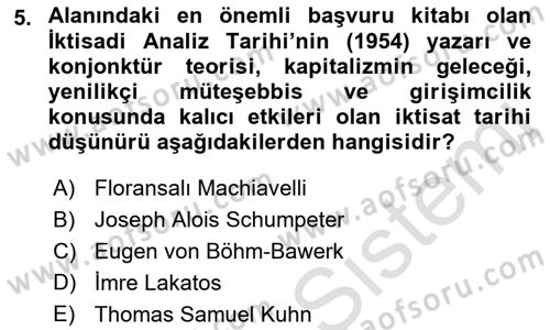 İktisadi Düşünceler Tarihi Dersi Ara Sınavı Deneme Sınav Soruları 5. Soru