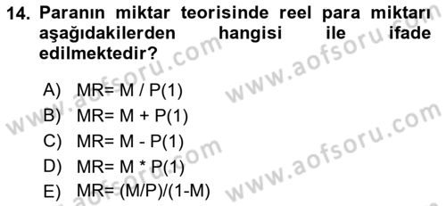 İktisadi Düşünceler Tarihi Dersi 2019 - 2020 Yılı (Final) Dönem Sonu Sınav Soruları 14. Soru