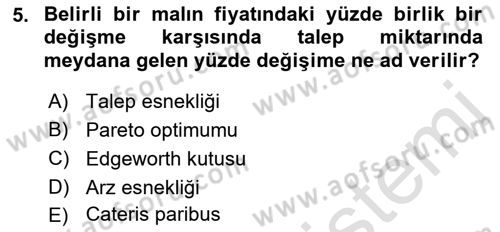 İktisadi Düşünceler Tarihi Dersi 2019 - 2020 Yılı (Final) Dönem Sonu Sınav Soruları 5. Soru