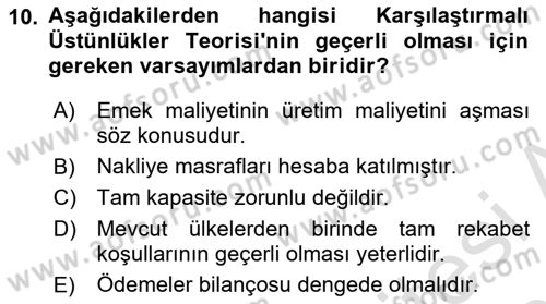 İktisadi Düşünceler Tarihi Dersi 2020 - 2021 Yılı Yaz Okulu Sınav Soruları 10. Soru