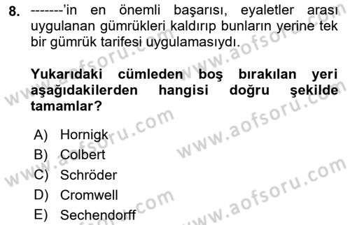 İktisadi Düşünceler Tarihi Dersi 2020 - 2021 Yılı Yaz Okulu Sınav Soruları 8. Soru
