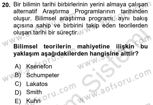 İktisadi Düşünceler Tarihi Dersi Ara Sınavı Deneme Sınav Soruları 20. Soru