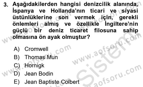 İktisadi Düşünceler Tarihi Dersi 2021 - 2022 Yılı (Vize) Ara Sınav Soruları 3. Soru